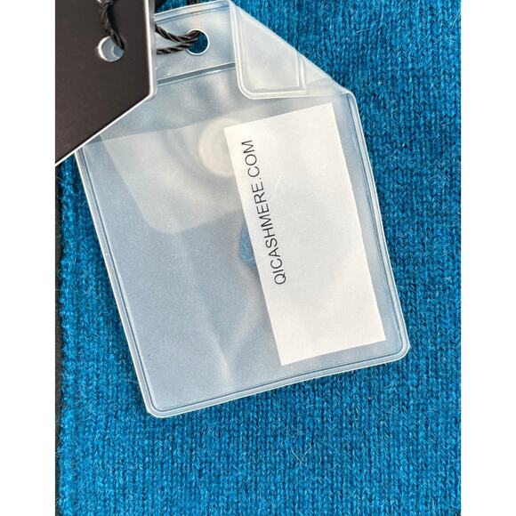 1-33 QI CASHMERE Men's Sweater Zip-Henley Teal 100% Cashmere Large - Picture 13 of 16